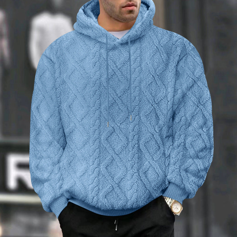 Diamond Jacquard Fleece Pullover Hoodie