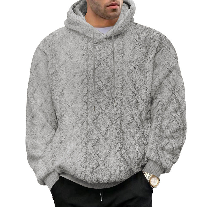 Diamond Jacquard Fleece Pullover Hoodie