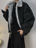 Oversized Fur Collar Zip Up Thick Warm Winter Street Jacket