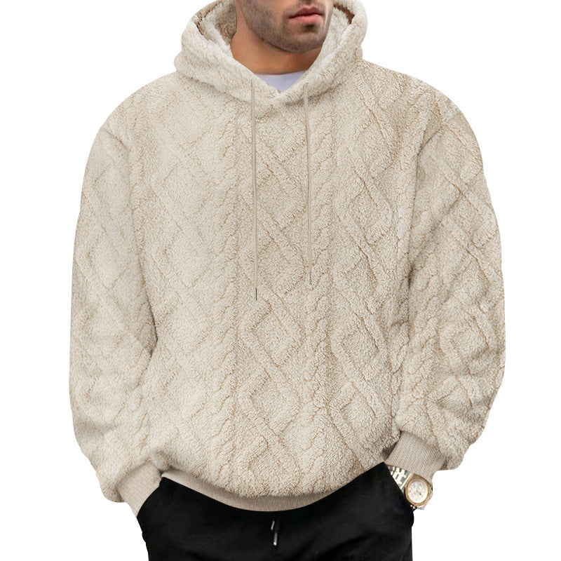 Diamond Jacquard Fleece Pullover Hoodie