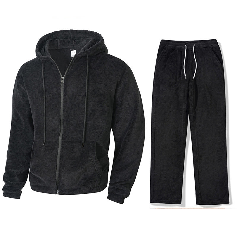 Men's Fleece Zip‑Up Hoodie & Pants 2‑Piece Set