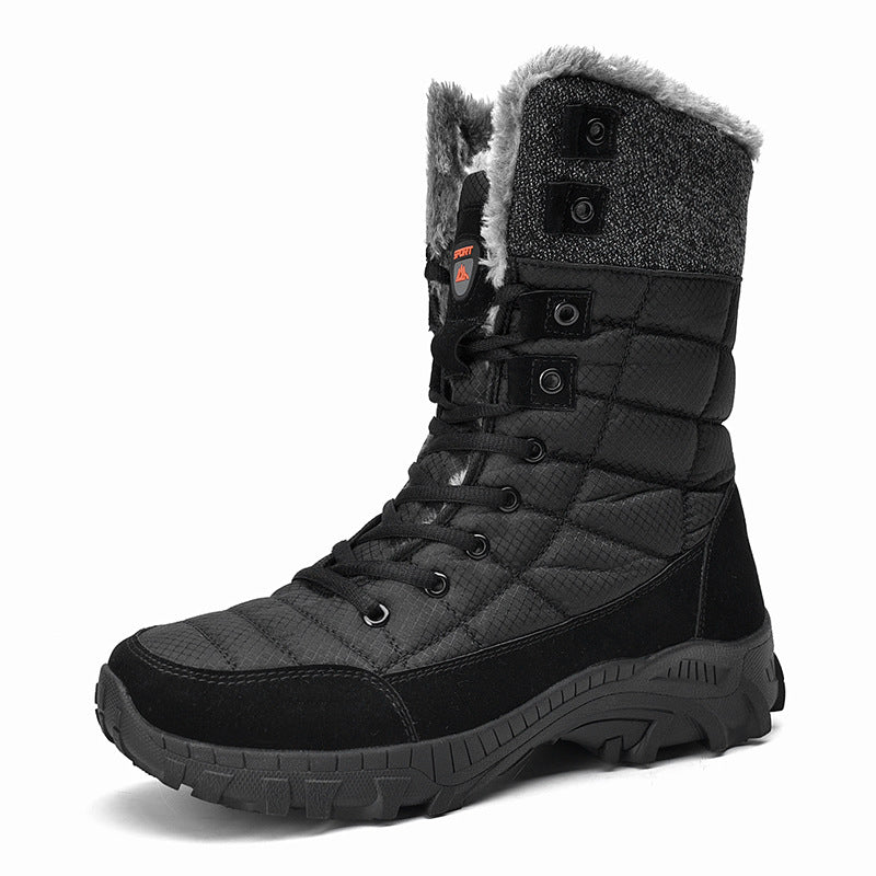 Lace‑Up Outdoor Snow Boots, Waterproof Fleece‑Lined Non‑Slip Boots
