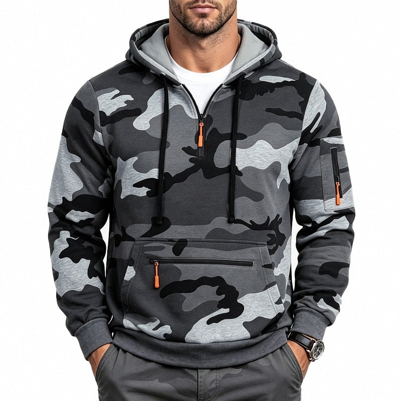 Men's Camo Half‑Zip Fleece Hoodie