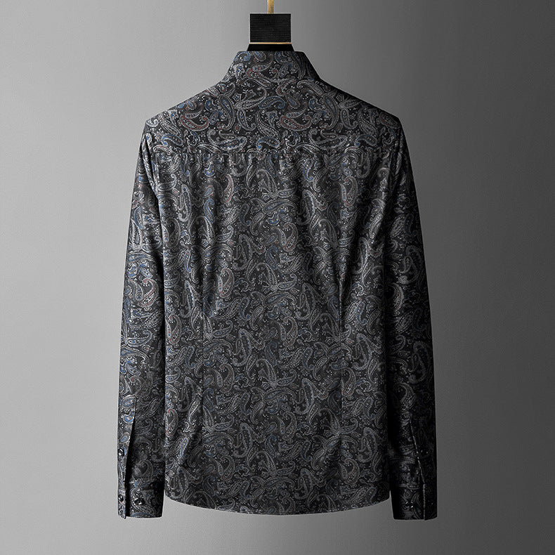 Men's Paisley Print Slim Fit Long Sleeve Shirt