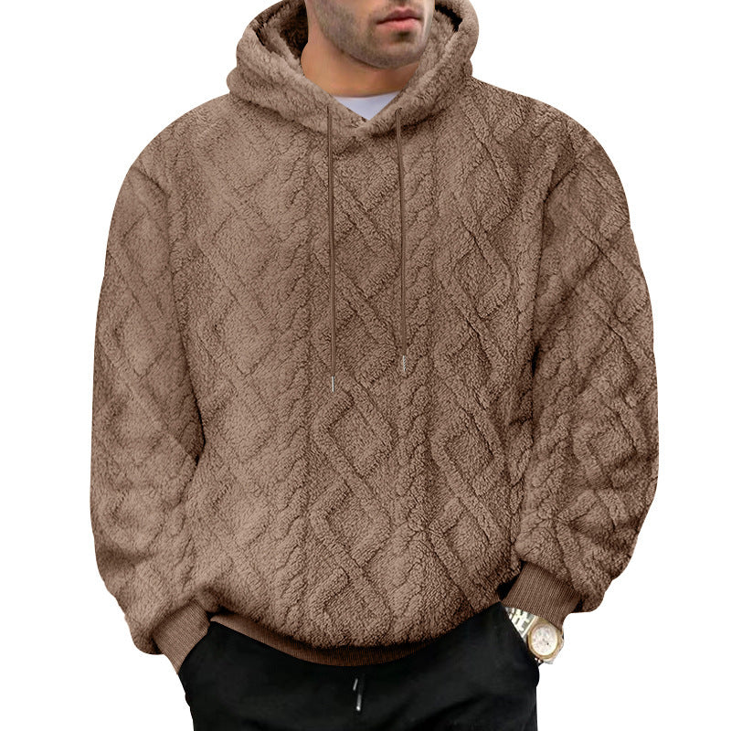 Diamond Jacquard Fleece Pullover Hoodie