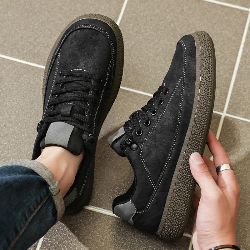 Vintage Retro Low‑Top Casual Sneakers, Microfiber Upper Non‑Slip Daily Lace‑Up Shoes