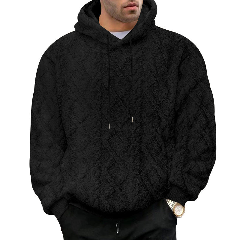 Diamond Jacquard Fleece Pullover Hoodie