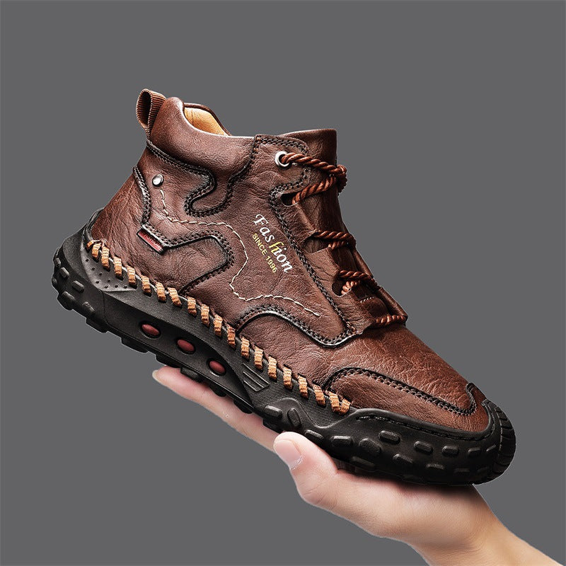 Men's Mid‑Calf Martin Boots, Lace‑Up Casual Ankle Boots