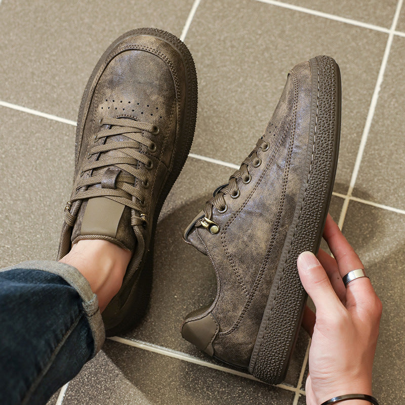 Vintage Retro Low‑Top Casual Sneakers, Microfiber Upper Non‑Slip Daily Lace‑Up Shoes