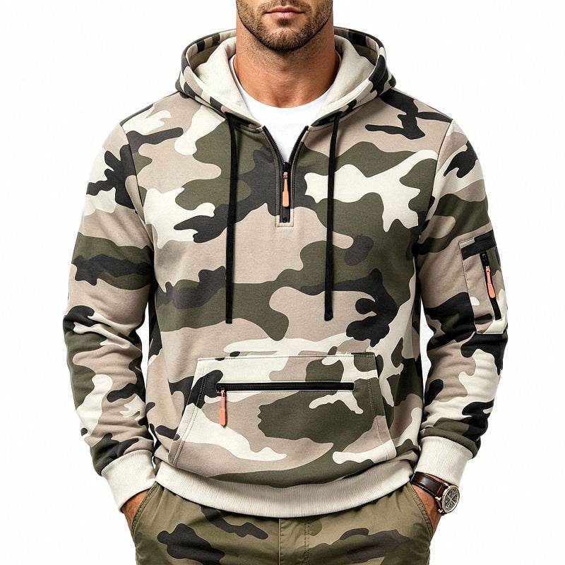 Men's Camo Half‑Zip Fleece Hoodie
