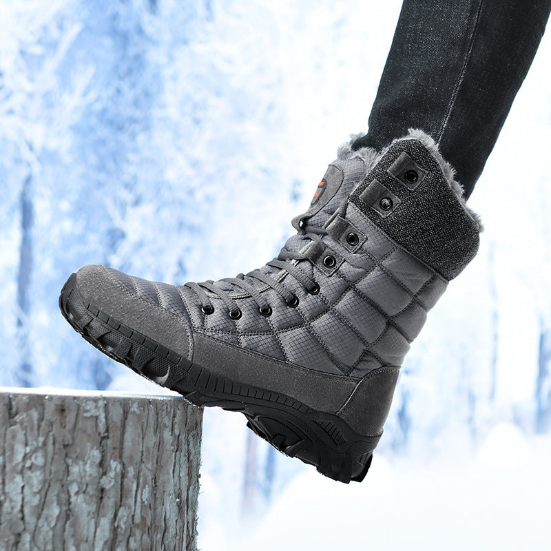 Lace‑Up Outdoor Snow Boots, Waterproof Fleece‑Lined Non‑Slip Boots