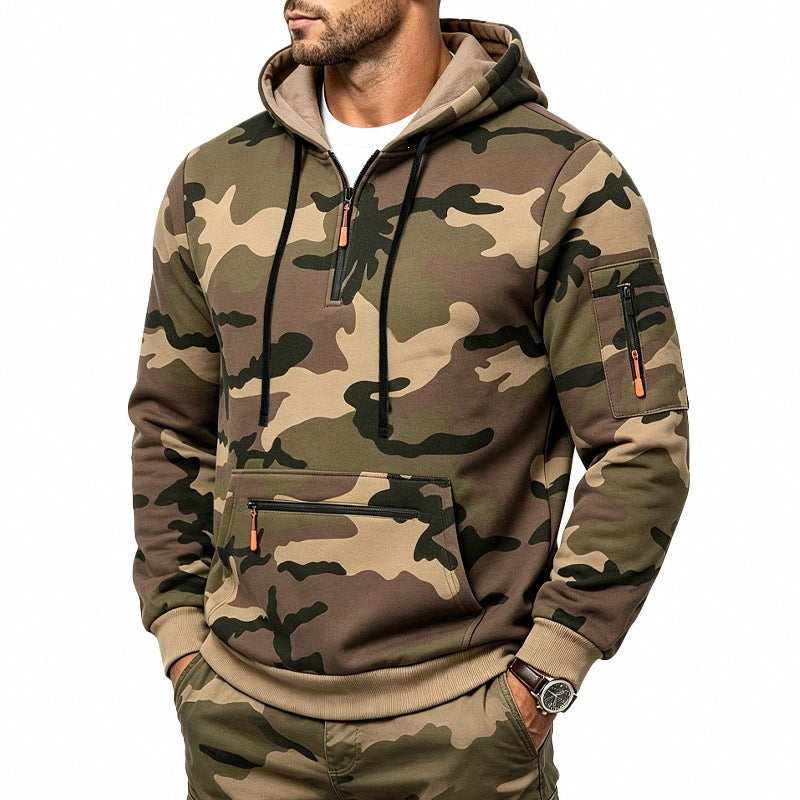 Men's Camo Half‑Zip Fleece Hoodie