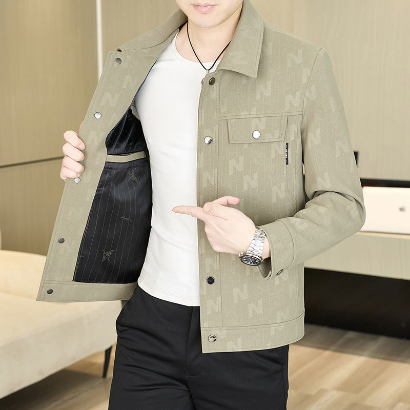 Men Turn Collar Single Breasted Casual Jacket