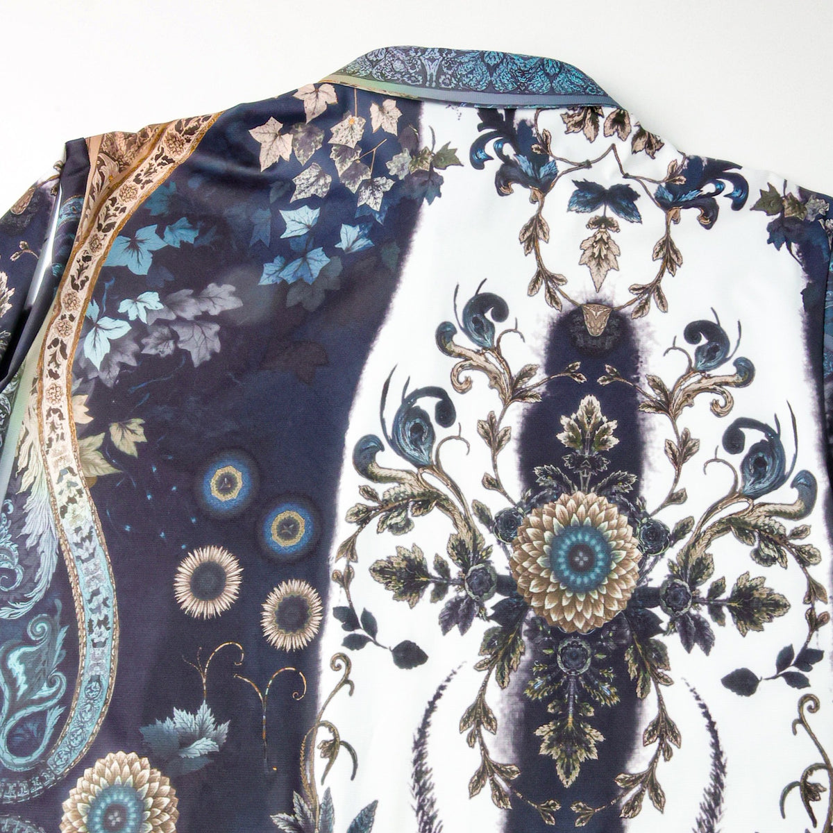 Men's Paisley Print Rhinestone Slim Fit Long Sleeve Shirt