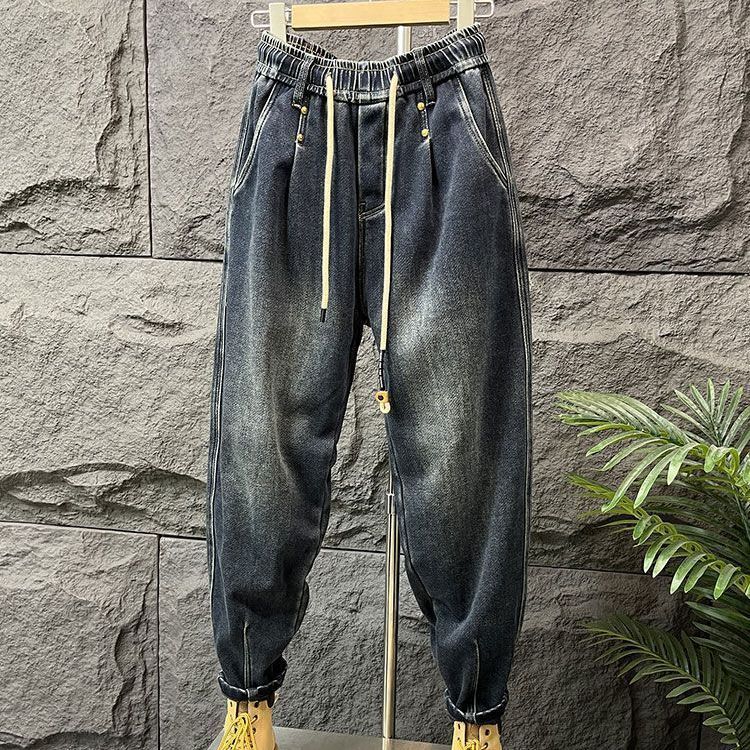 Men Vintage Washed Relaxed Straight Dad Jeans, Fleece Lined Available