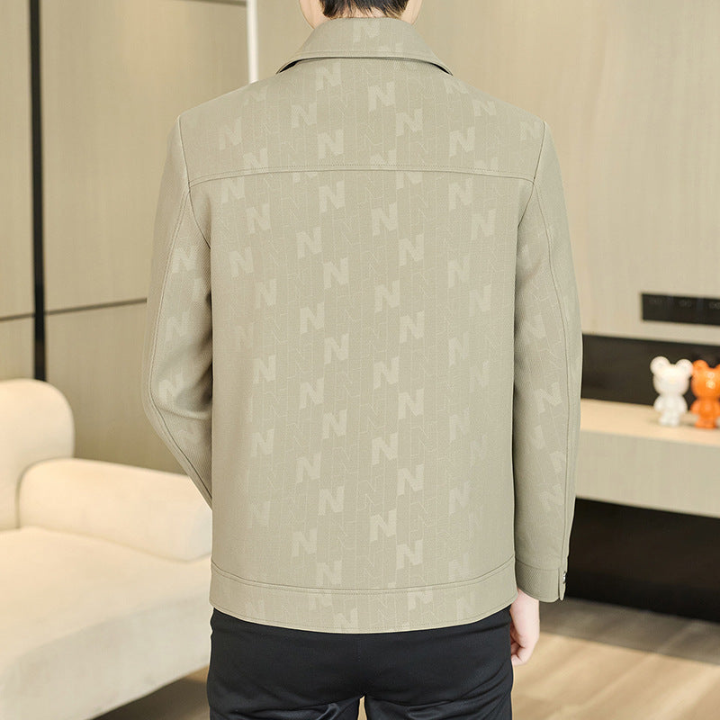 Men Turn Collar Single Breasted Casual Jacket