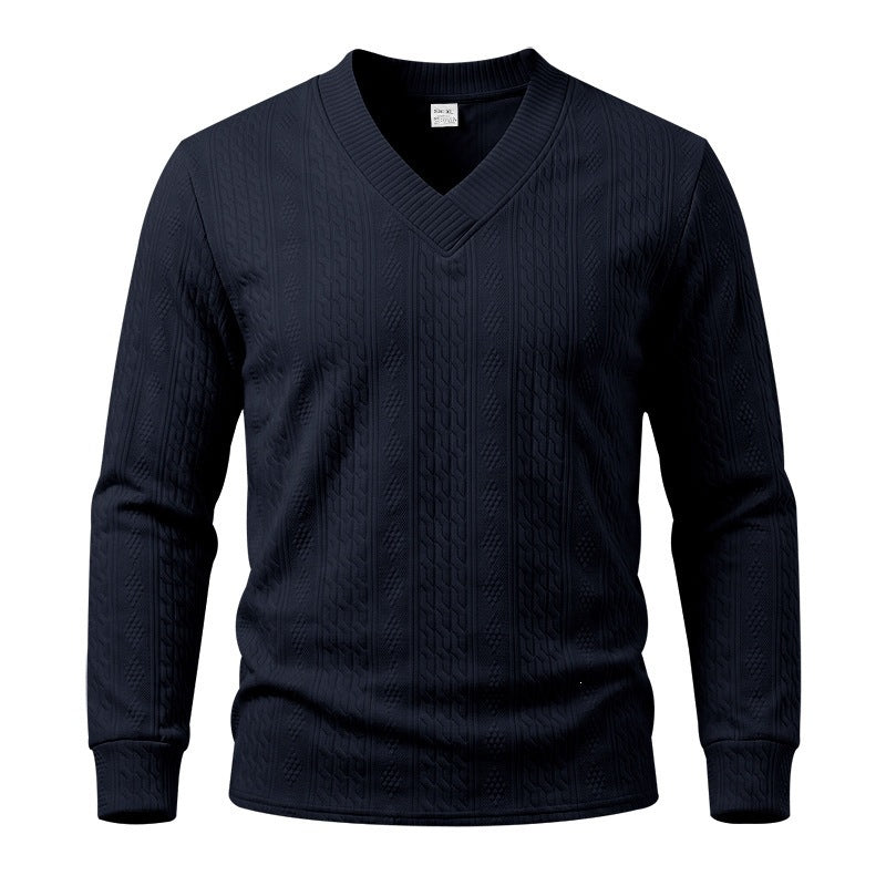 Men's V‑Neck Jacquard Knit Sweater