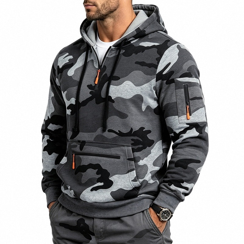 Men's Camo Half‑Zip Fleece Hoodie