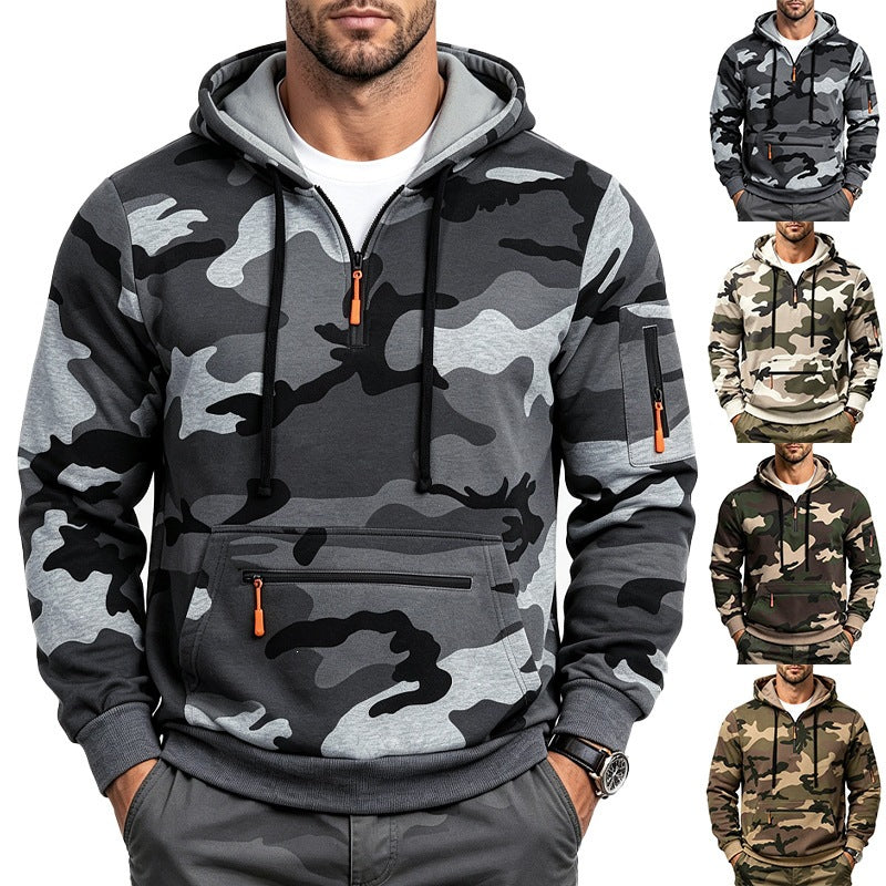 Men's Camo Half‑Zip Fleece Hoodie