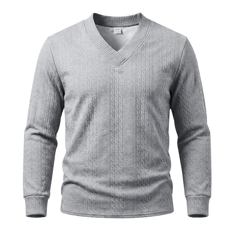 Men's V‑Neck Jacquard Knit Sweater
