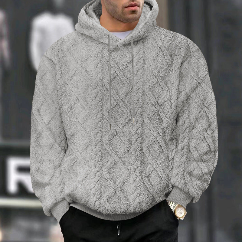 Diamond Jacquard Fleece Pullover Hoodie