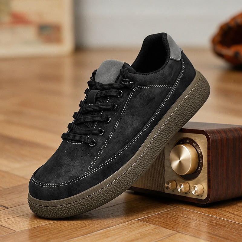 Vintage Retro Low‑Top Casual Sneakers, Microfiber Upper Non‑Slip Daily Lace‑Up Shoes