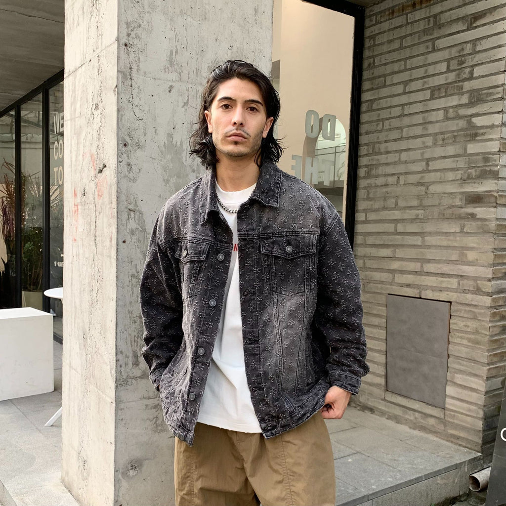 Men's Jacquard Denim Loose Fit Jacket
