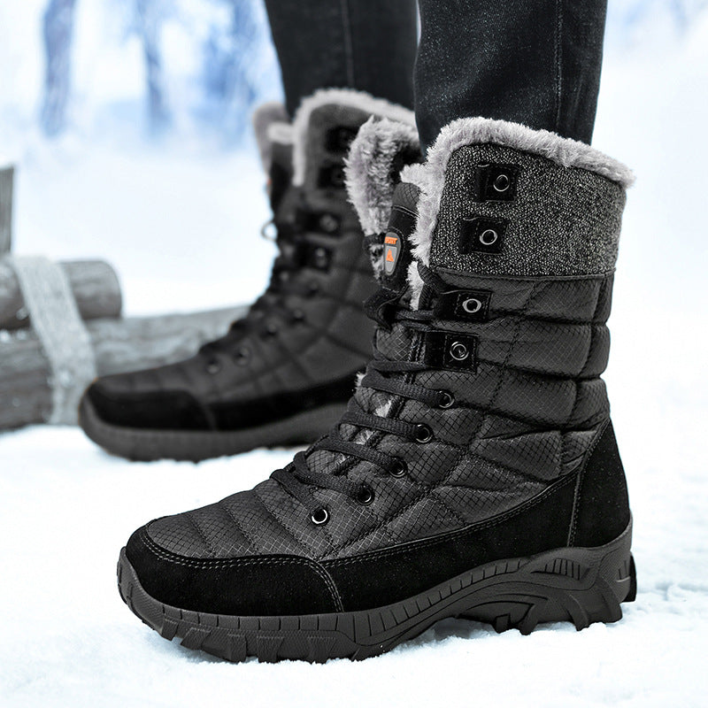 Lace‑Up Outdoor Snow Boots, Waterproof Fleece‑Lined Non‑Slip Boots
