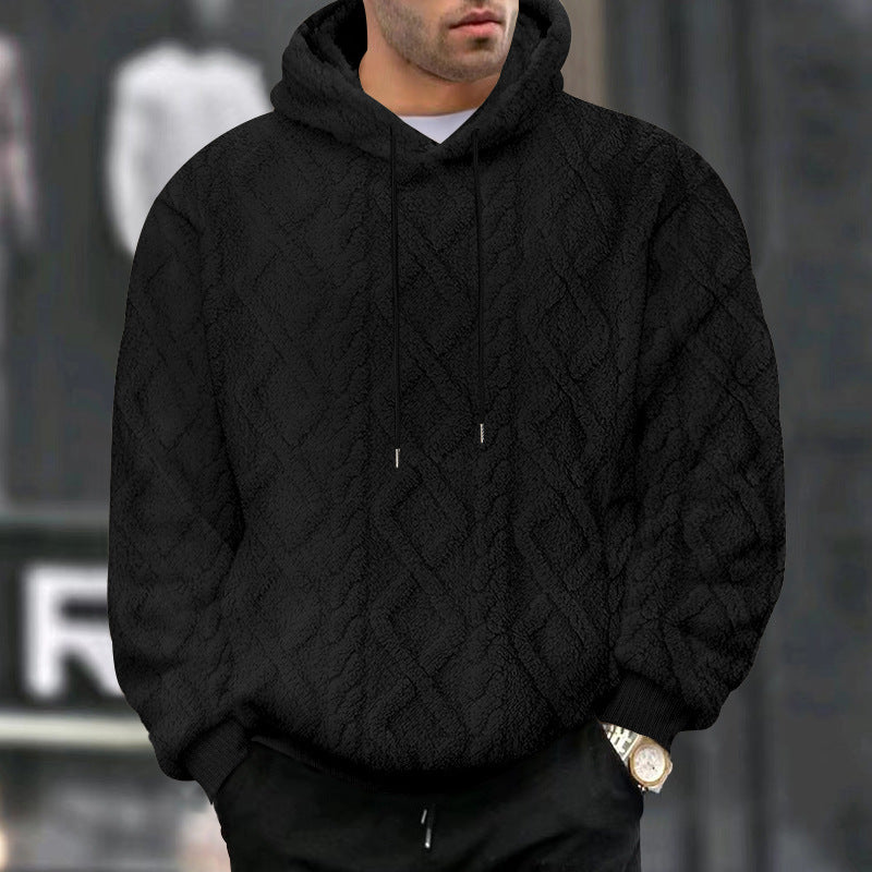 Diamond Jacquard Fleece Pullover Hoodie