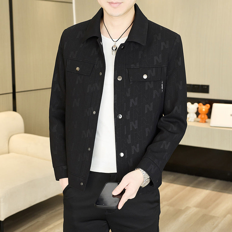 Men Turn Collar Single Breasted Casual Jacket