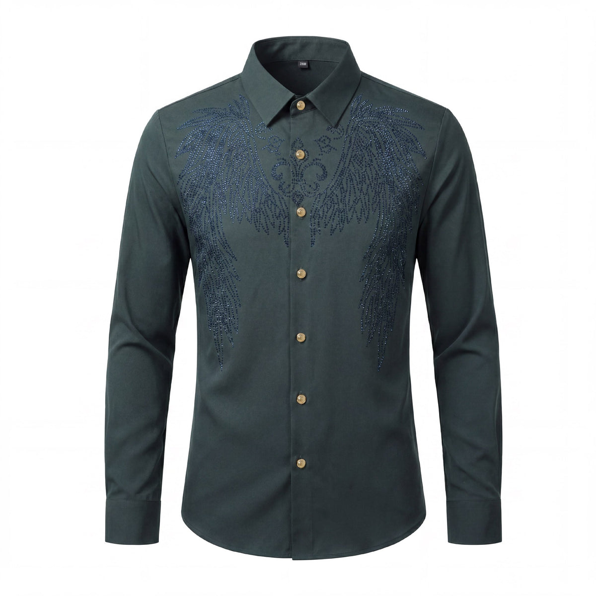 Men's Wing Rhinestone Slim Fit Long Sleeve Shirt