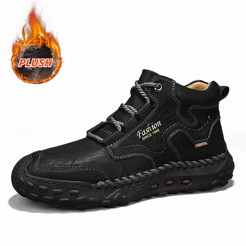 Men's Mid‑Calf Martin Boots, Lace‑Up Casual Ankle Boots