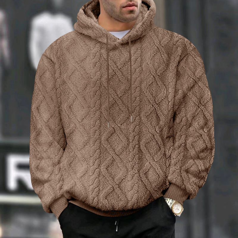 Diamond Jacquard Fleece Pullover Hoodie