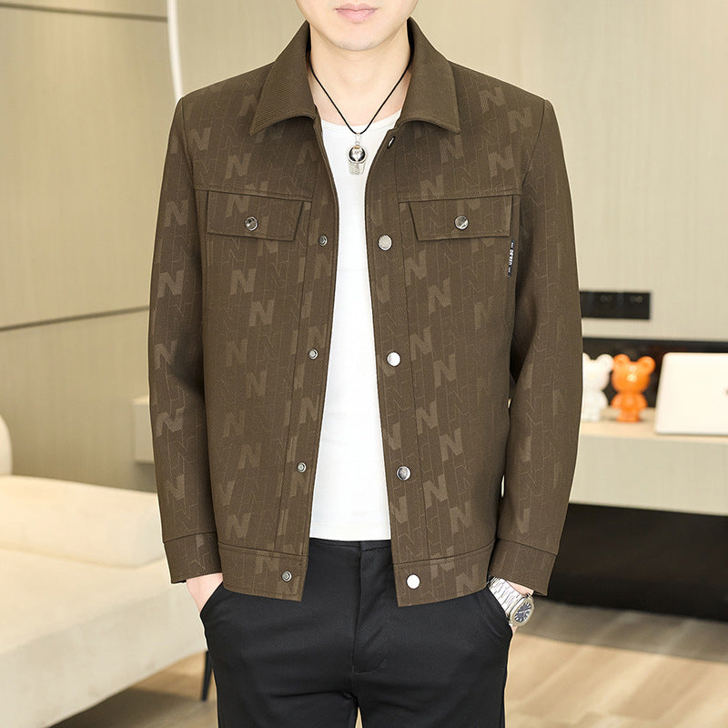 Men Turn Collar Single Breasted Casual Jacket