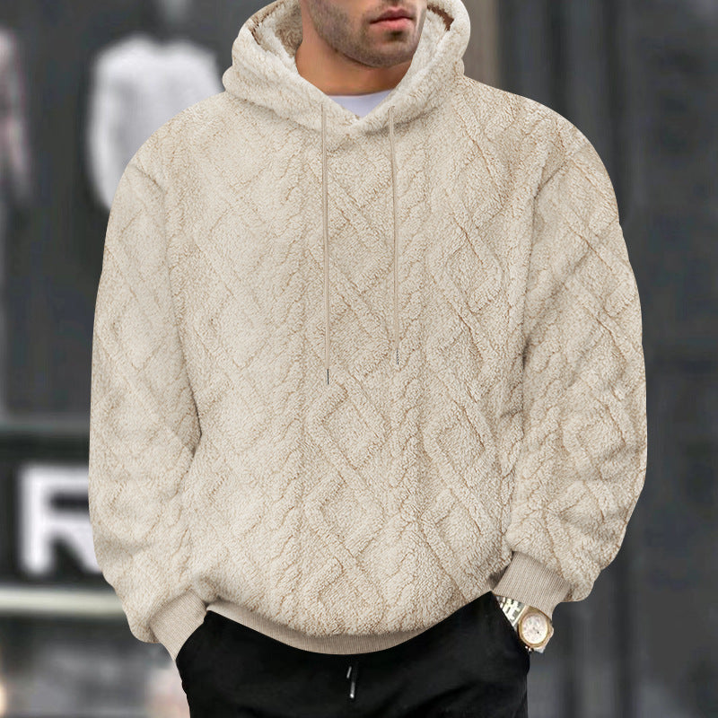 Diamond Jacquard Fleece Pullover Hoodie