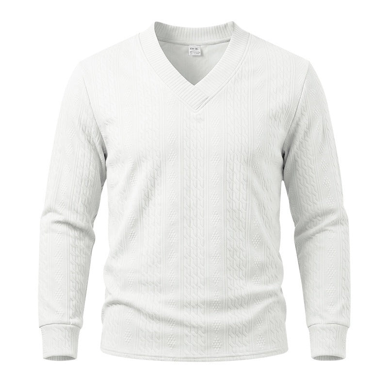 Men's V‑Neck Jacquard Knit Sweater