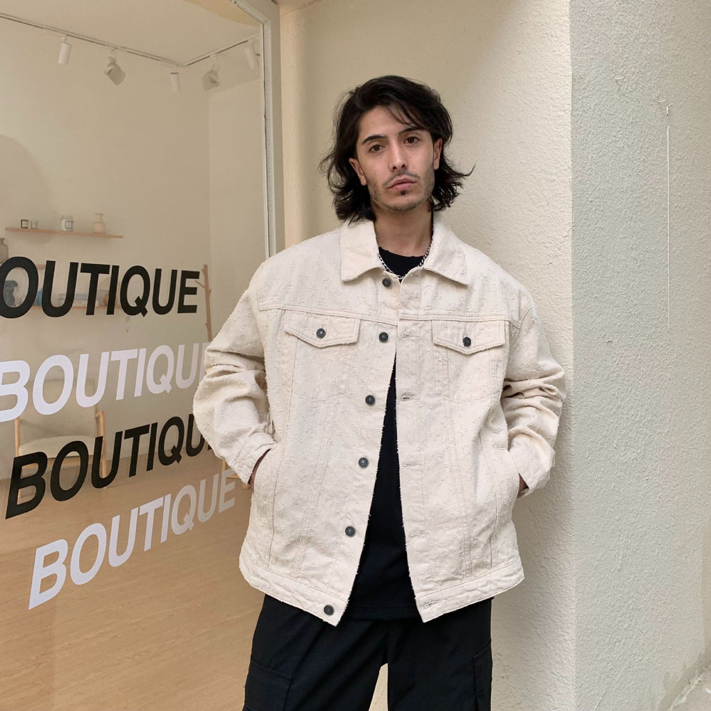 Men's Jacquard Denim Loose Fit Jacket