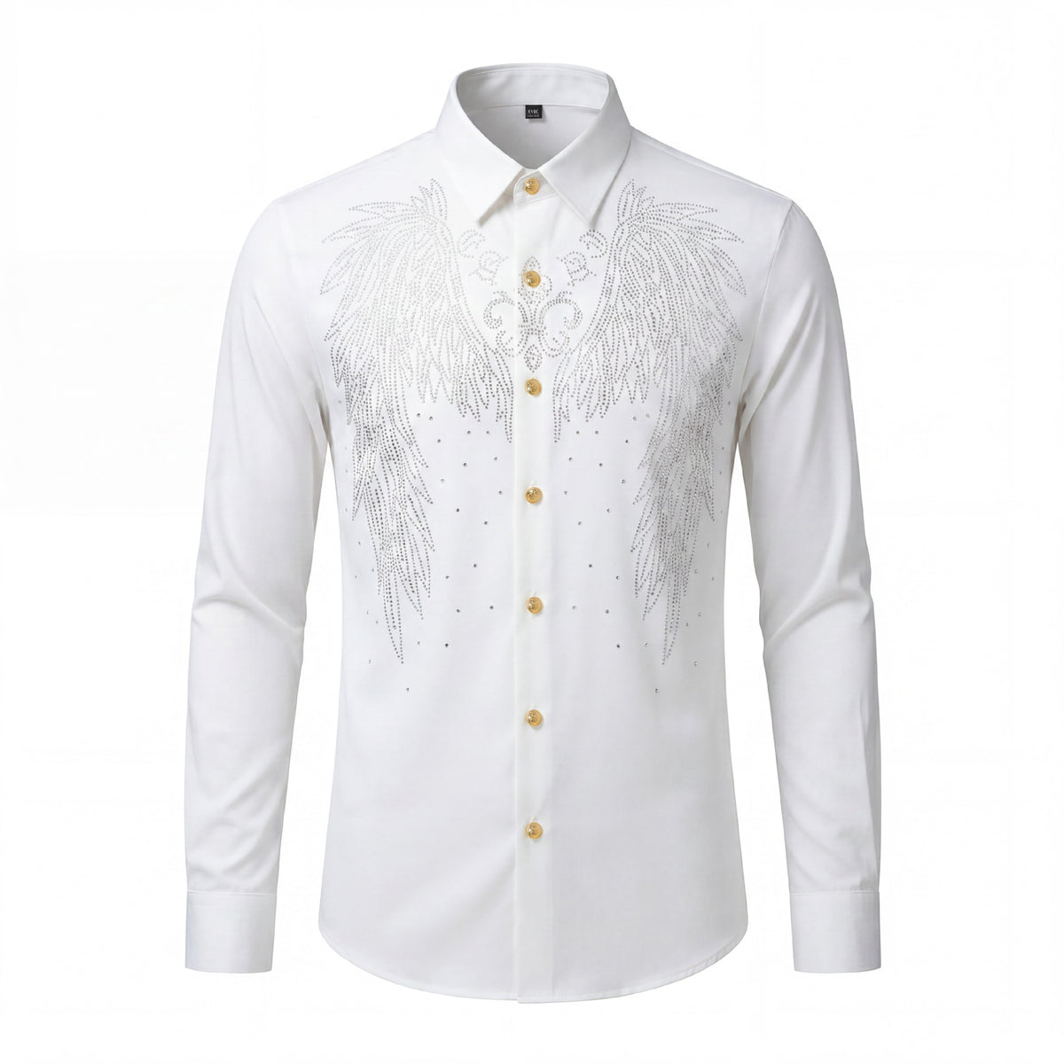 Men's Wing Rhinestone Slim Fit Long Sleeve Shirt