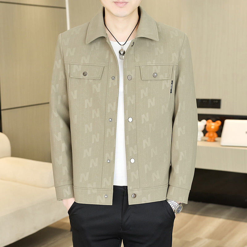 Men Turn Collar Single Breasted Casual Jacket
