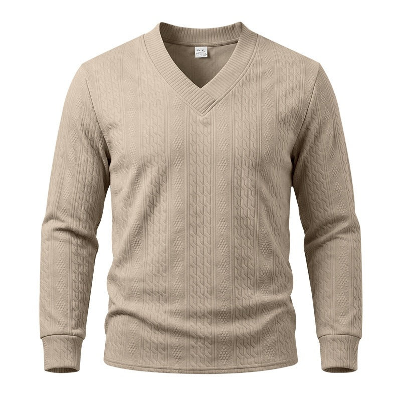 Men's V‑Neck Jacquard Knit Sweater